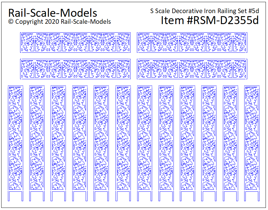 S Scale Decorative Iron Railing Set 5 ~ Decorative Panels